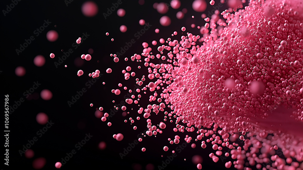 Aufkleber close up of pink particles creating dynamic and vibrant effect against dark background, showcasing b