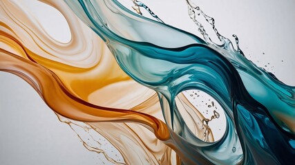 Esplosione liquida astratta, turchese e oro