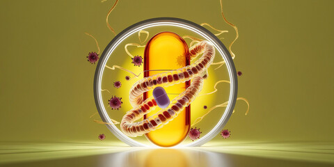 Close-up of Virus and Microbe Cells, Disease Concept with Pathogens and Covid Representation in Realistic Style