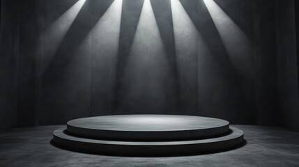 Circular Concrete Platform with Spotlight Illumination