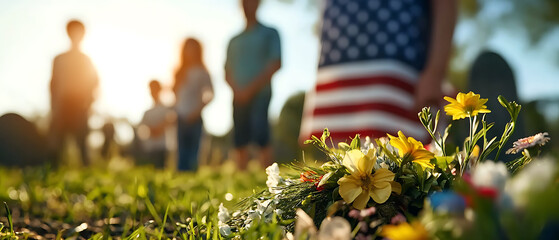 Honor our heroes commemorating veterans day with wreaths and flags