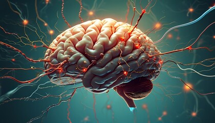 Image of a brain with blood vessels running throughout the image