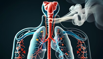 Image of a lung with blood vessels running throughout the image.