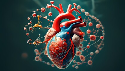 Image of a heart with many blood vessels running through it.