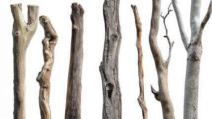 Naklejka premium isolated tree trunks and tropical stems