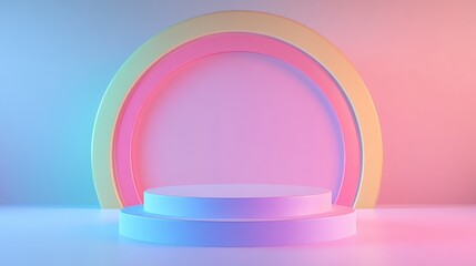 Obraz premium Abstract Pastel Display with Circular Platform and Arches