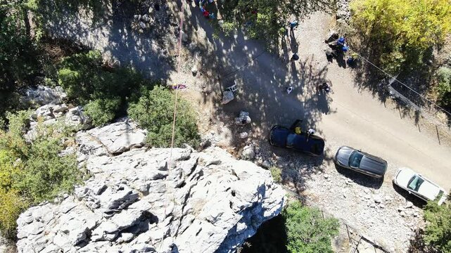 The scenic view of the ancient city of Olympos by drone