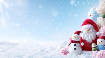 Obraz premium Cheerful Sponges Dressed for a Santa Celebration