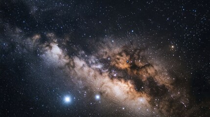 Obraz premium A stunning view of a galaxy filled with stars and cosmic clouds, showcasing the beauty of space.