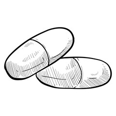 Handdrawn Sleep Aid Pill Illustration