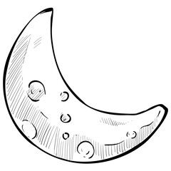 Handdrawn Crescent Moon Illustration
