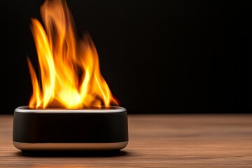 A small black box with a flame on top of it