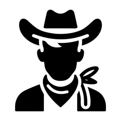 Minimalist Cowboy Icon Vector Illustration in Classic Style  