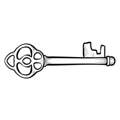 Handdrawn Vintage Key Illustration