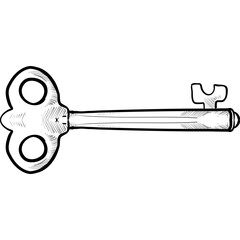 Handdrawn Vintage Key Illustration
