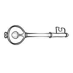 Handdrawn Vintage Key Illustration