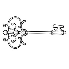 Handdrawn Vintage Key Illustration