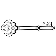 Handdrawn Vintage Key Illustration