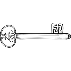 Handdrawn Vintage Key Illustration