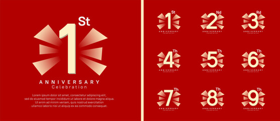 anniversary logo set. vector design golden color can be use for celebration moment