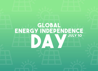 Global Energy Independence Day. July 10. Seamless pattern solar panel line icon. Gradient background. Poster, banner, card, background.