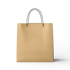 Simple Brown Shopping Bag on White Background