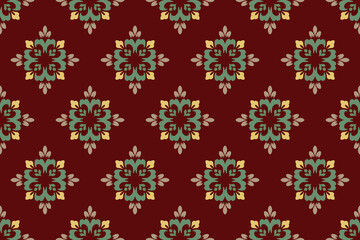 Geometric ethnic oriental ikat pattern traditional Design for background,carpet,wallpaper,clothing,wrapping,Batik,fabric,Vector illustration.embroidery style.