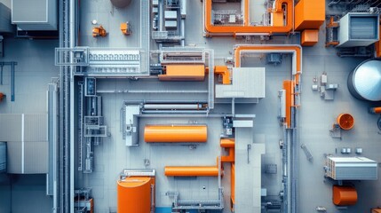 Aerial View of Industrial Complex with Orange Elements