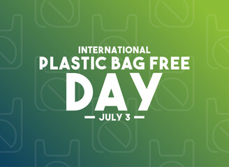 International Plastic Bag Free Day. July 3. Seamless pattern plastic bag ban line icon. Gradient background.