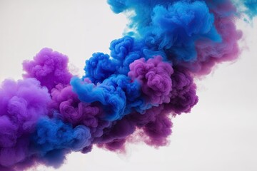 Blue and Purple Smoke Blending Isolated on White Background