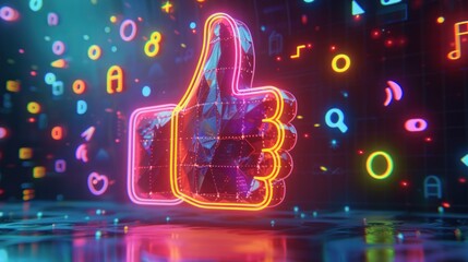 Neon Thumbs Up Icon