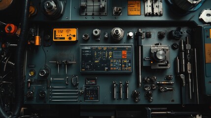 Fototapeta premium Control Panel with Various Tools and Instruments