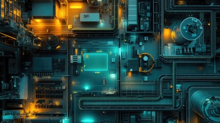 Fototapeta premium Futuristic Industrial Infrastructure Aerial View
