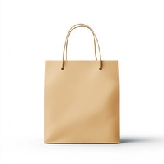 Elegant Brown Kraft Shopping Bag on White Background