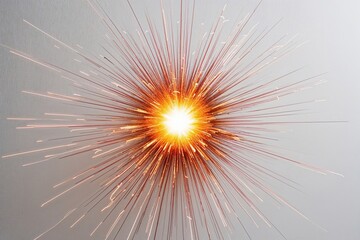 Fototapeta premium Dazzling Fireball Blast Against a White Canvas Background