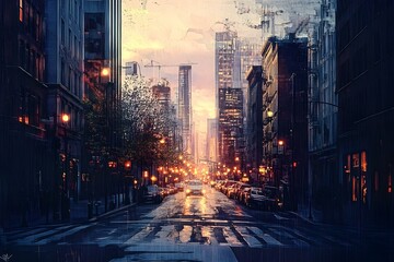 Obraz premium Morning Time in City Wallpaper and Background