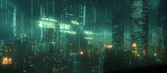 Obraz premium Stock numbers and percentages, displayed as holograms over a cityscape background