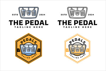 brake clutch and acceleration pedal modern logo design set. pedal of manual transmission vehicle badge illustration logo design collection for automotive, garage, workshop, driver, racer