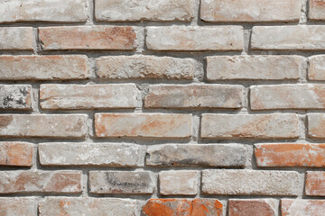 White shabby grungy brick wall. Free space for an inscription. Can be used as a background or...