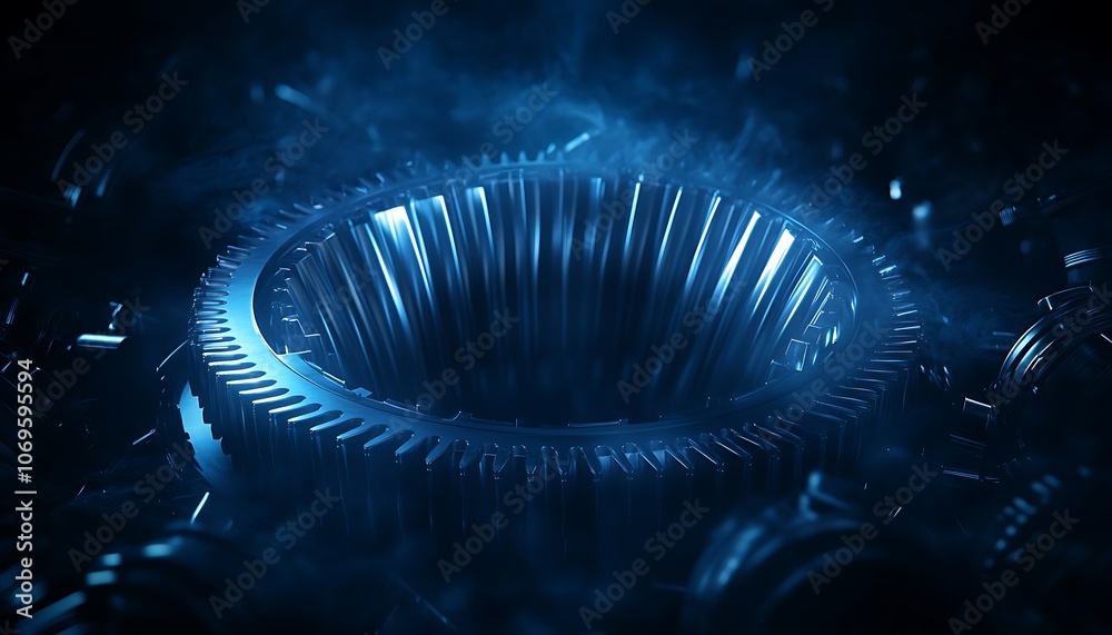 Aufkleber A mesmerizing blue vortex surrounded by luminous, metallic elements, creating a sci-fi atmosphere with a sense of depth and mystery.