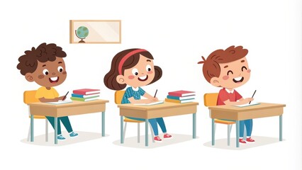 Happy Students Enjoying Learning in Classroom