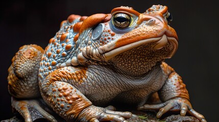 Close-Up Portrait of a Toad with Detailed Skin Texture