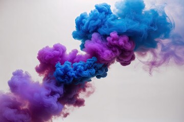 Obraz premium Blue and Purple Smoke Blending on White Background for Stunning Visual Effects