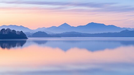 Fototapeta premium Serene Lake at Dawn with Colorful Sky Reflections