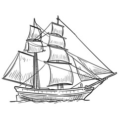 Vintage Ship Handdrawn Illustration