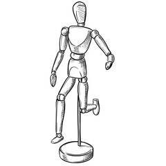 Artist Small Mannequin Handdrawn Illustration