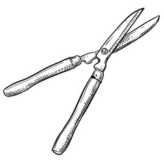 Handdrawn Pruning Shears Design
