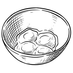 Handdrawn Bowl with Eggs Illustration