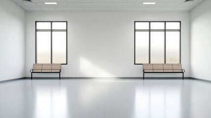 Modern Empty Waiting Area with Bright Windows