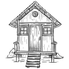 Handdrawn Beach House Illustration